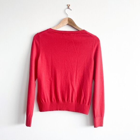 Banana Republic Women's Cardigan Sweater Embellished Rosette Fine Wool Red Small - Picture 2 of 7